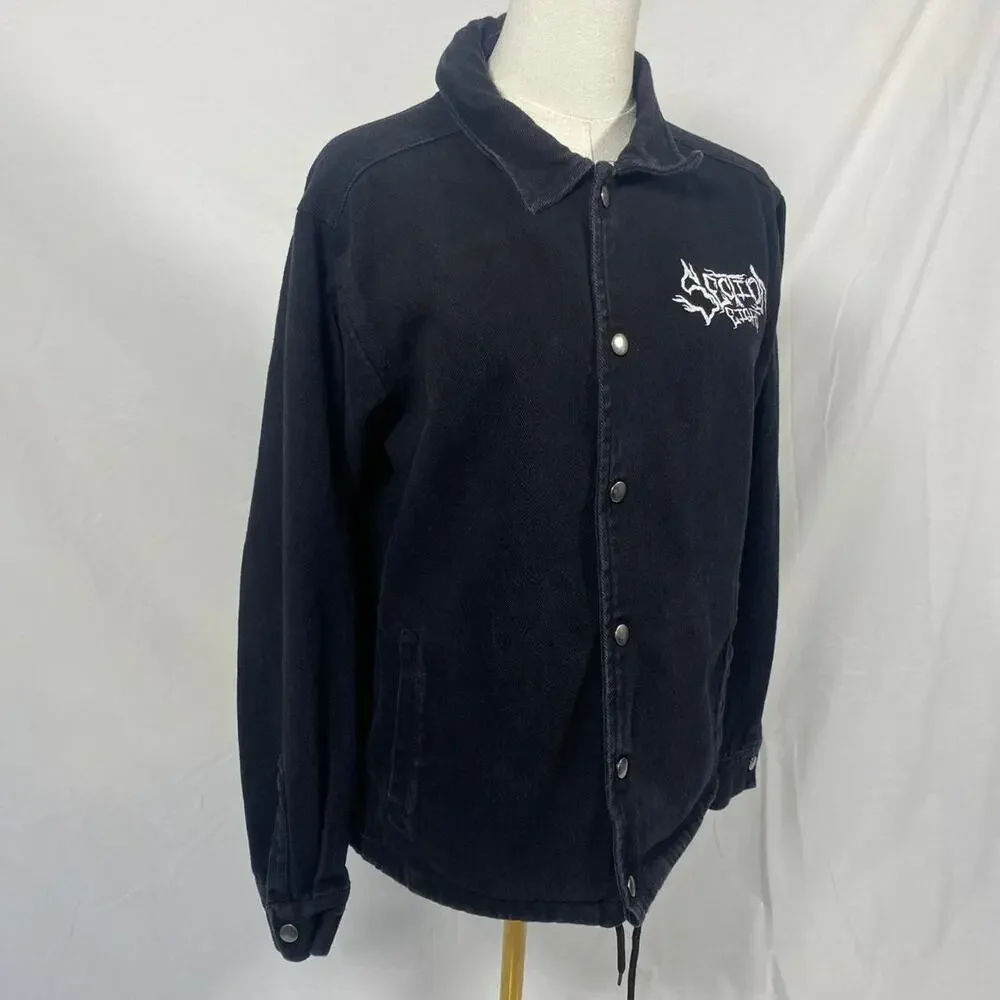 Section Eight black denim jacket‎ white graphic design size medium grunge alt